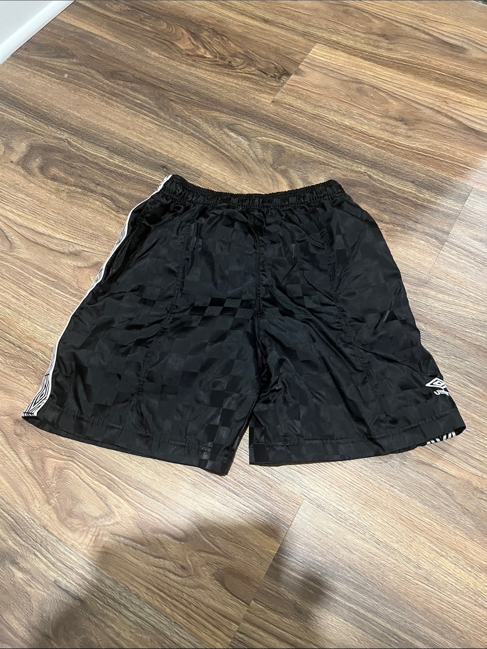 Umbro Black Athletic Shorts with Subtle Check Paneling
